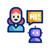 Icon showing a customer service agent and chatbot, indicating enhanced customer support