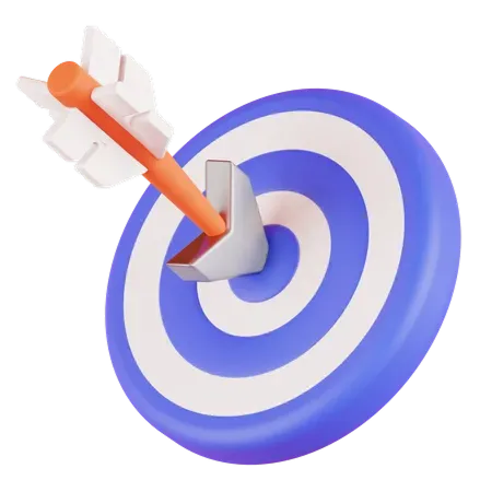 3D dart hitting the center of a target, symbolizing clear goals and mission accuracy