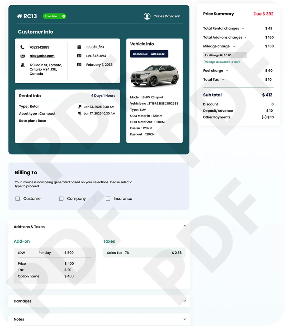 AiRentoSoft fleet tracking dashboard with real-time vehicle map and dispatch panel